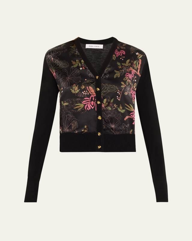 Garden Print Wool Cashmere Cardigan